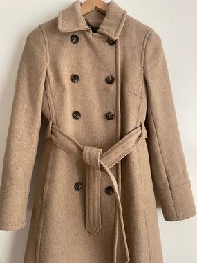 J. Crew Double-Breasted Wool Pea Coat in Camel